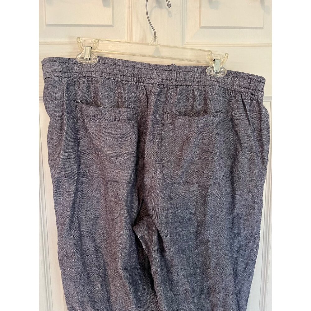 Old Navy Wide Leg Pants Blue Gray Casual Pull On Linen Pants Elastic Large - Picture 4 of 9